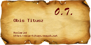 Obis Titusz névjegykártya